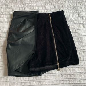 Velvet shorts & leather skirt
